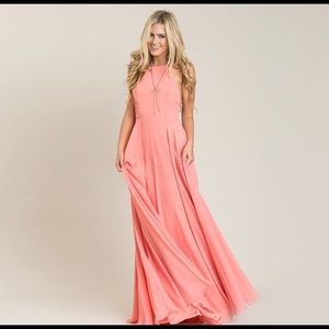 Peach Flowy Maxi Dress
